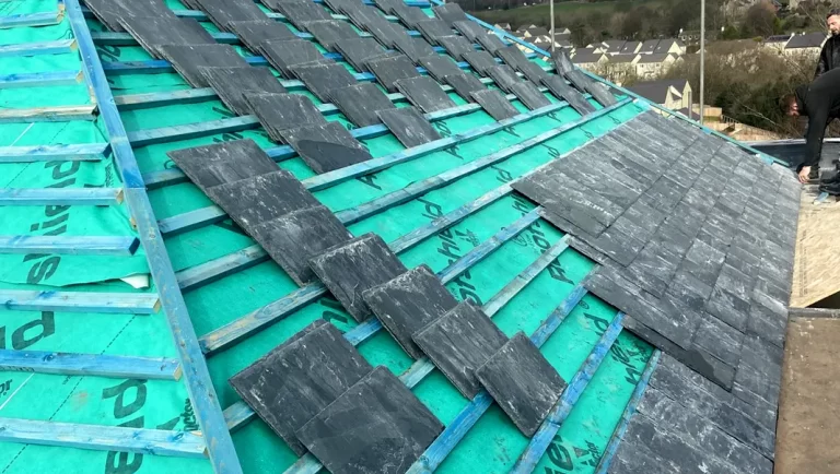 Part tiled new build roof